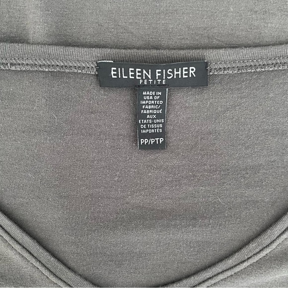 Eileen Fisher Petite 3/4 sleeve Heather Grey V-Neck Jersey Shift Dress, Size PP - Picture 6 of 7